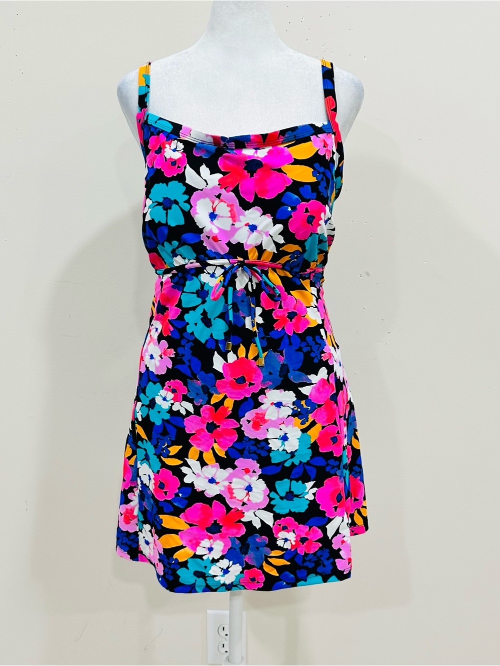 NWT Alisha Levine Floral One Piece Swim Dress Swimsuit Vibrant Neon Size 20W